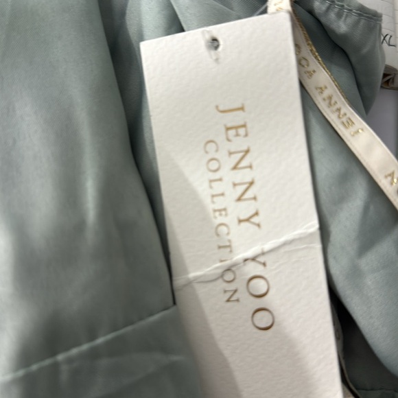 Jenny Yoo Annabelle Sea Glass Convertible Flutter Sleeve Chiffon Maxi Dress Sz14 - Picture 12 of 12